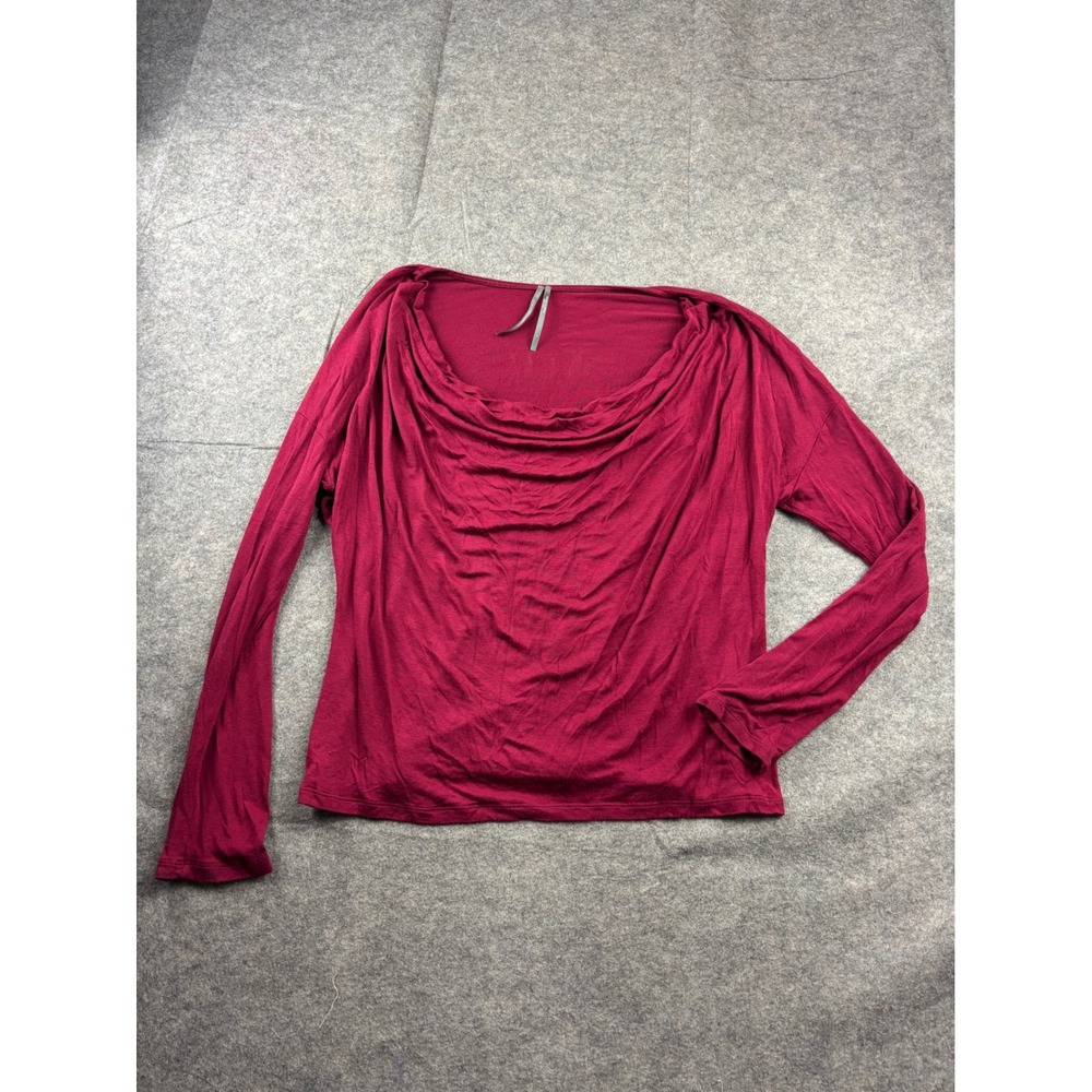 Anthropologie Womens L Red Cowl Neck Long Sleeve Bamboo Jersey Top Minimalist